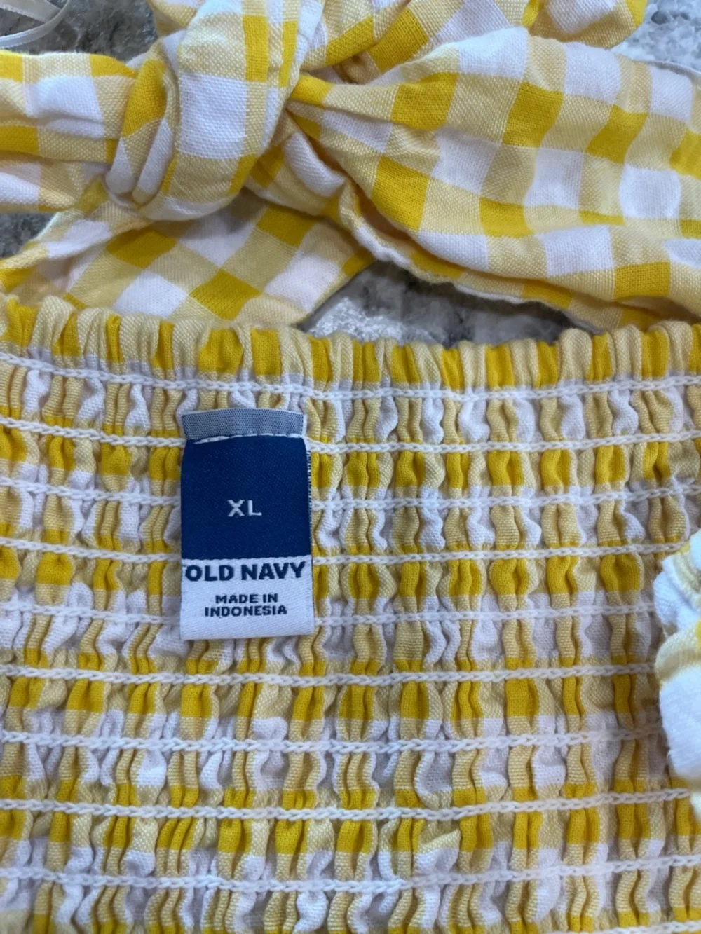 NWT Old Navy Women's Yellow Gingham Fit & Flare Tiered Seersucker Maxi Dress XL - Picture 8 of 10